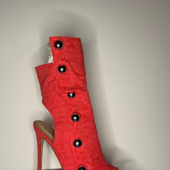 Marcy red backless open toe bootie - Picture 2 of 2